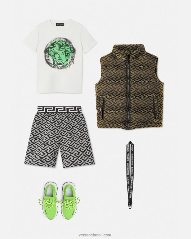 roupas P2TX2117 Versace colete puffer la greca preto crianças