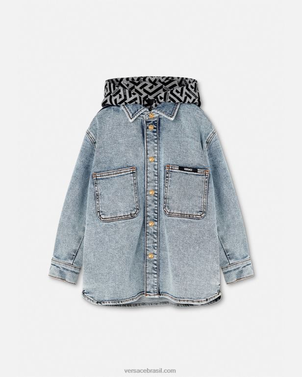 roupas P2TX2119 Versace jaqueta jeans la greca com capuz azul claro crianças