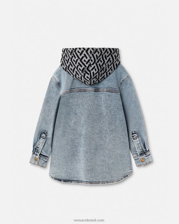 roupas P2TX2119 Versace jaqueta jeans la greca com capuz azul claro crianças