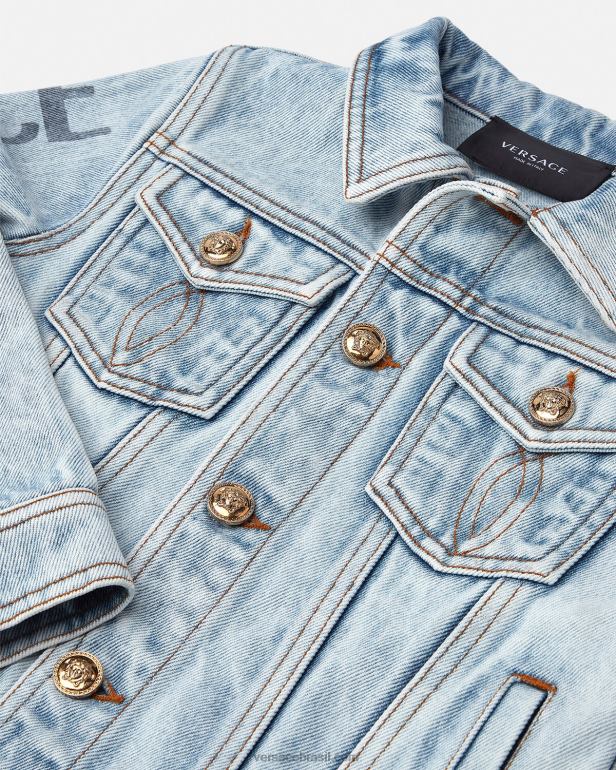roupas P2TX2131 Versace jaqueta jeans com logo azul crianças