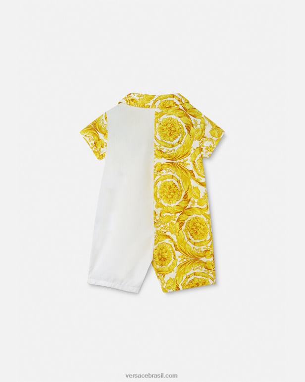 roupas P2TX1819 Versace macaquinho barroco para bebe ouro Branco crianças