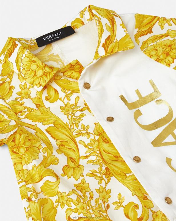 roupas P2TX1819 Versace macaquinho barroco para bebe ouro Branco crianças