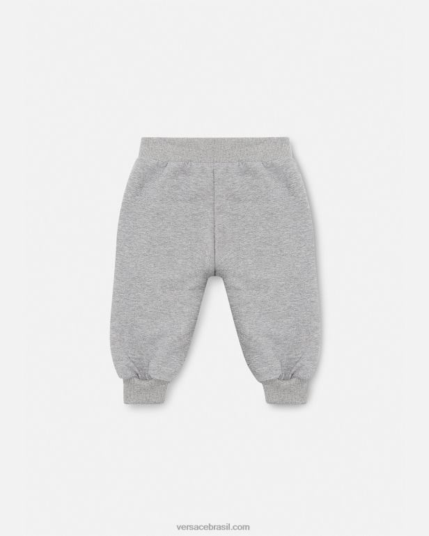 roupas P2TX1862 Versace calça de moletom com logo para bebê cinza crianças