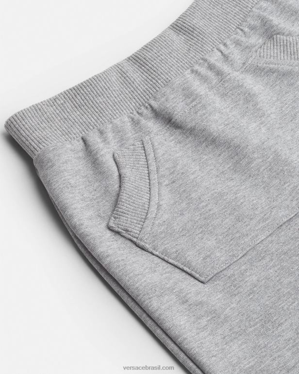 roupas P2TX1862 Versace calça de moletom com logo para bebê cinza crianças