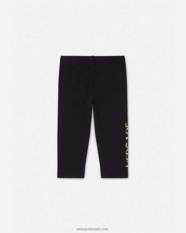 roupas P2TX1864 Versace calça de moletom com logo para bebê preto crianças
