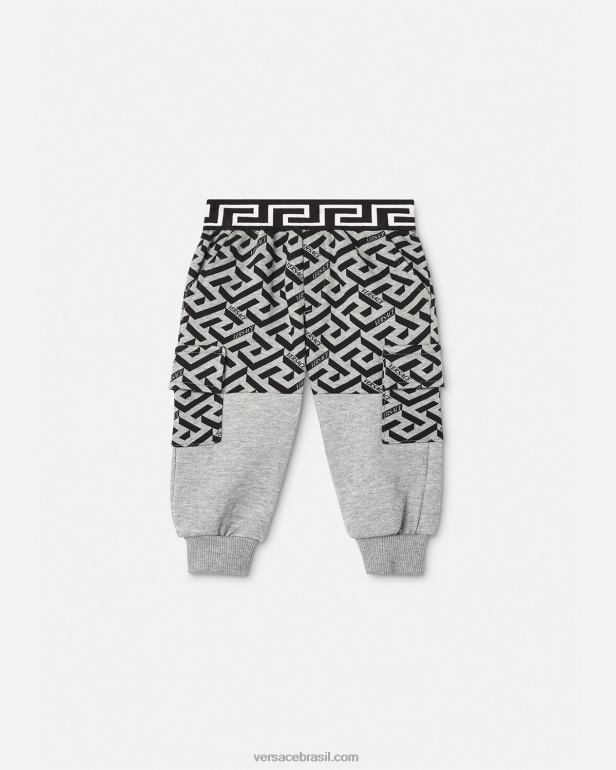 roupas P2TX1911 Versace calça infantil la greca cinza crianças