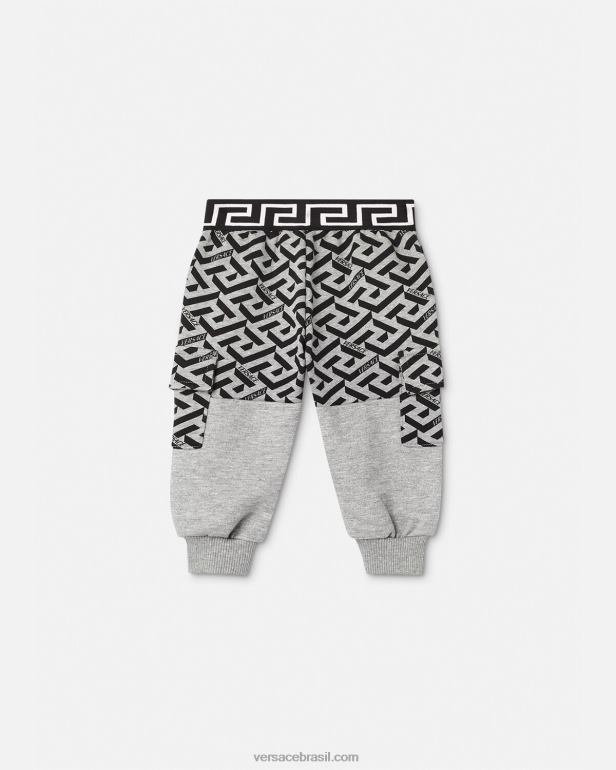 roupas P2TX1911 Versace calça infantil la greca cinza crianças