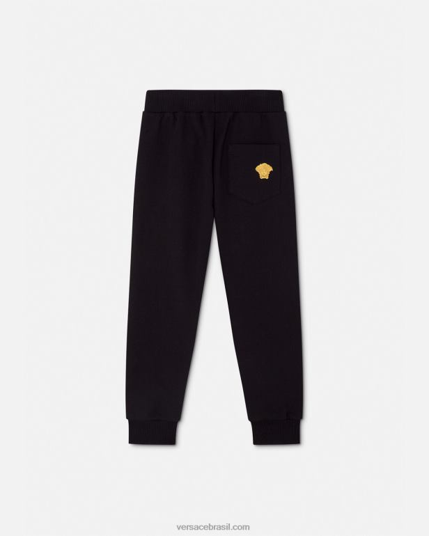 roupas P2TX1967 Versace calça de moletom medusa preto crianças