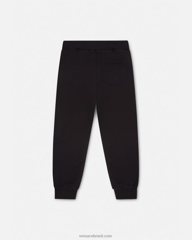 roupas P2TX1999 Versace calça de cristal greca preto crianças