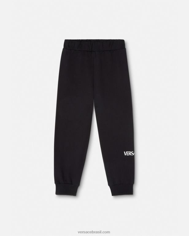 roupas P2TX2014 Versace calça de moletom com logotipo preto crianças