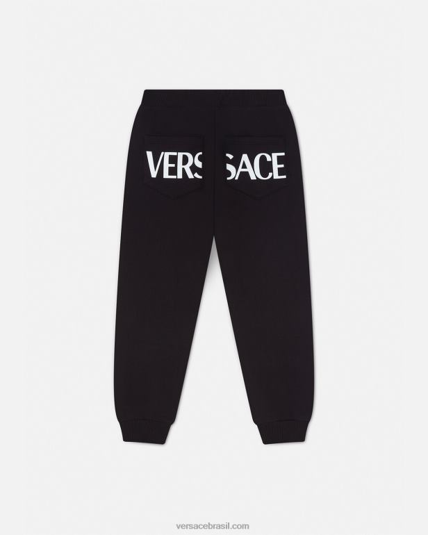 roupas P2TX2099 Versace calça de moletom grega preto crianças