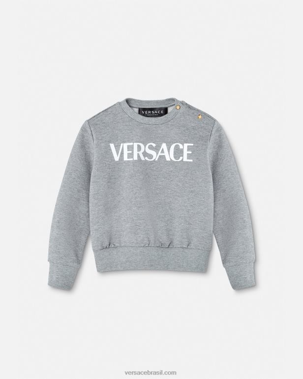 roupas P2TX1856 Versace moletom com logo para bebê cinza crianças