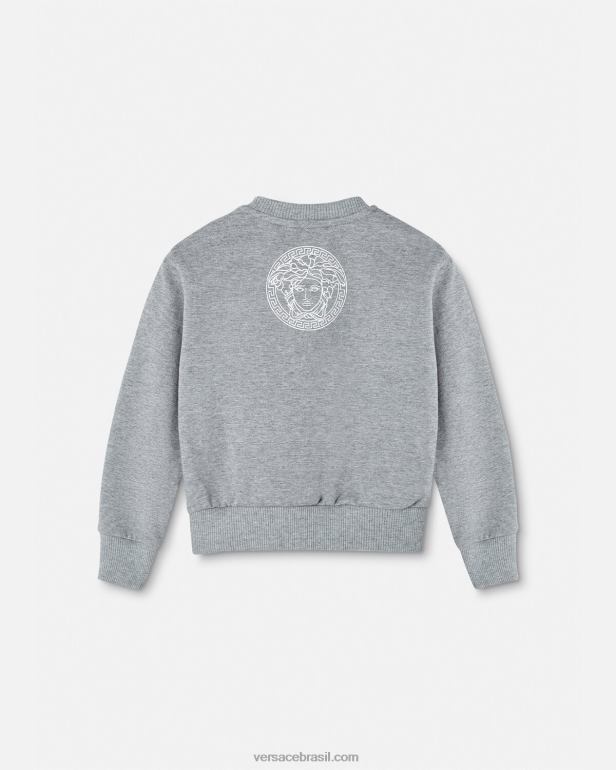roupas P2TX1856 Versace moletom com logo para bebê cinza crianças