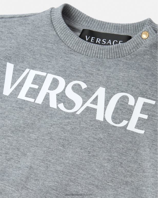 roupas P2TX1856 Versace moletom com logo para bebê cinza crianças