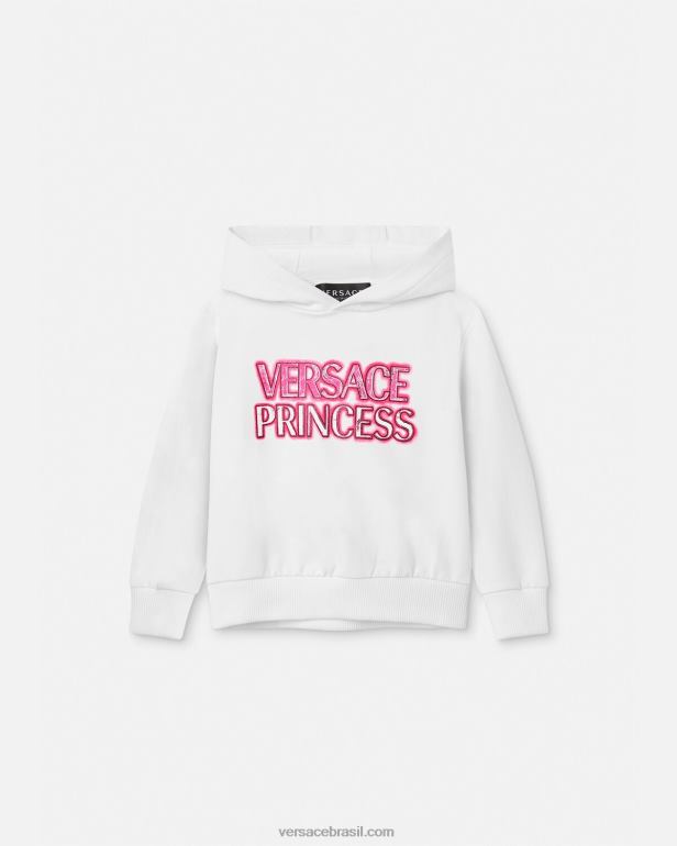 roupas P2TX1868 Versace Moletom com capuz para bebê com logo "princesa" branco crianças