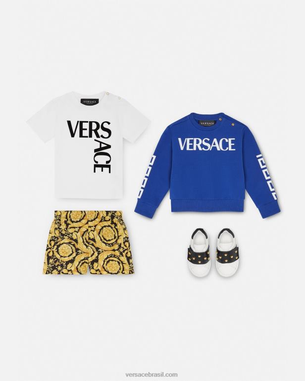 roupas P2TX1888 Versace moletom com logo para bebê azul crianças