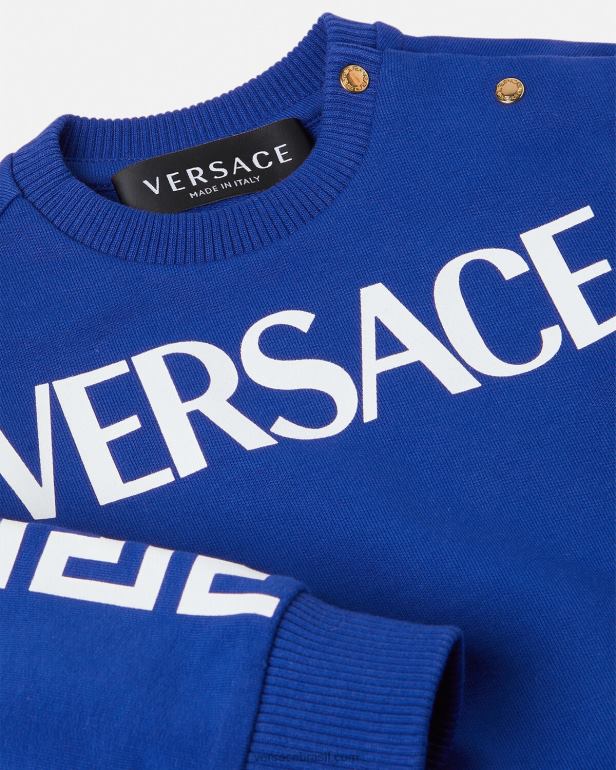 roupas P2TX1888 Versace moletom com logo para bebê azul crianças