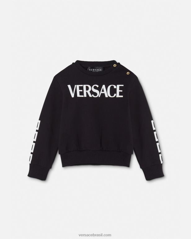roupas P2TX1905 Versace moletom com logo para bebê preto crianças
