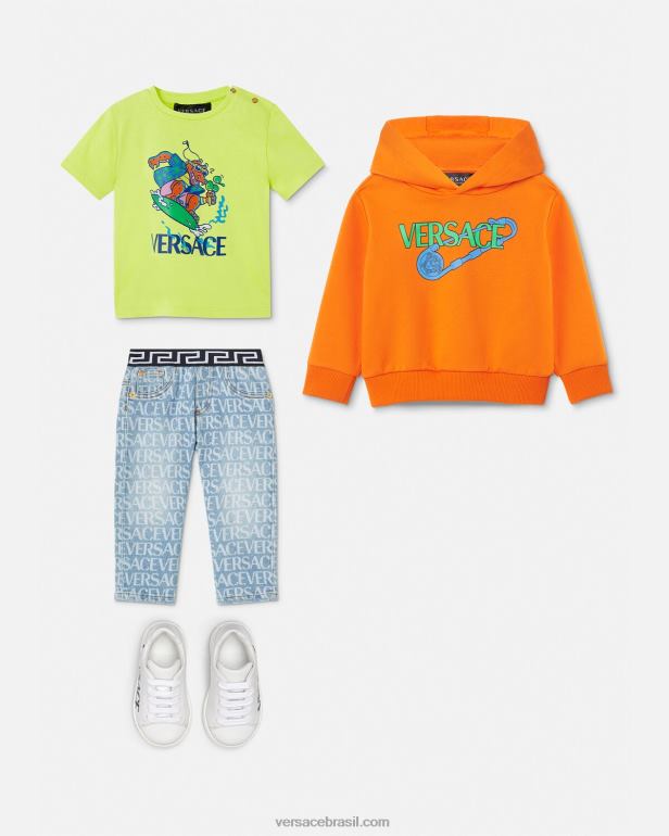 roupas P2TX1918 Versace alfinete de segurança com capuz para bebê laranja crianças