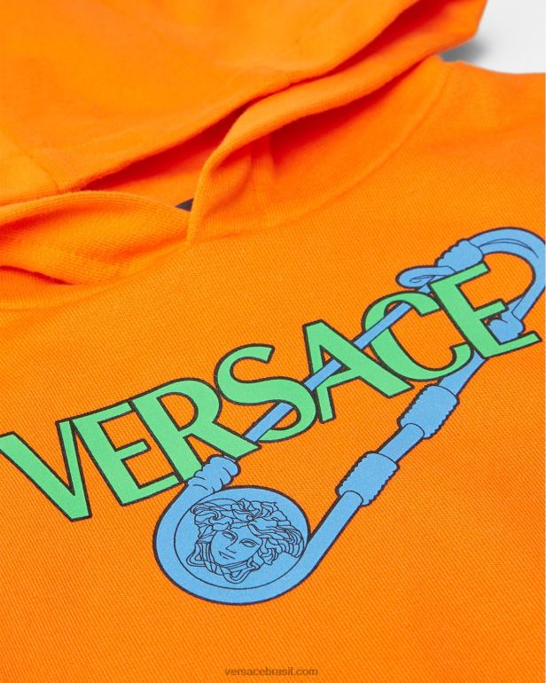 roupas P2TX1918 Versace alfinete de segurança com capuz para bebê laranja crianças