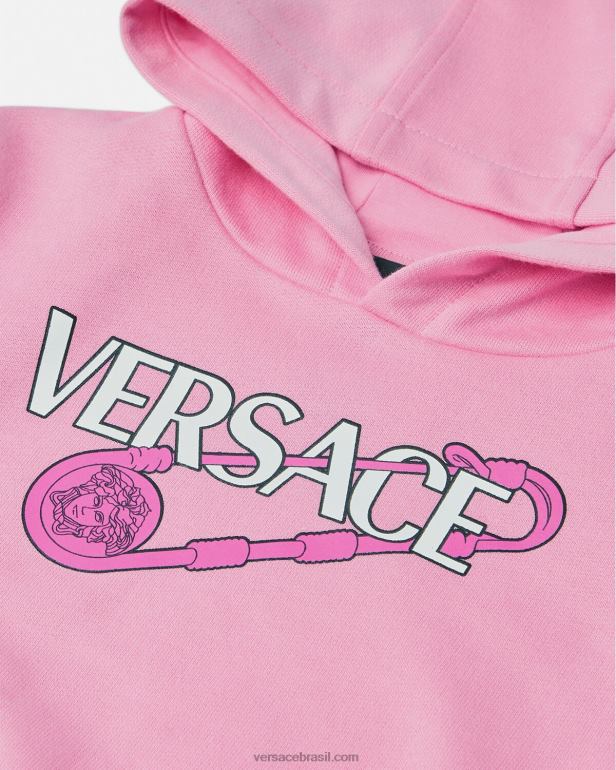 roupas P2TX1919 Versace alfinete de segurança com capuz para bebê rosa crianças