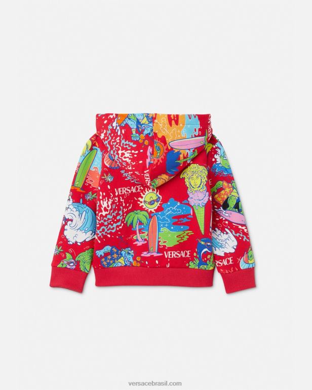 roupas P2TX1927 Versace Medusa Sunnies Baby Zip Moletom Com Capuz vermelho crianças