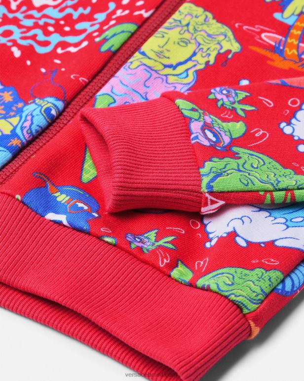 roupas P2TX1927 Versace Medusa Sunnies Baby Zip Moletom Com Capuz vermelho crianças