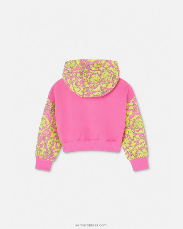 roupas P2TX1930 Versace moletom com silhueta barroco rosa crianças