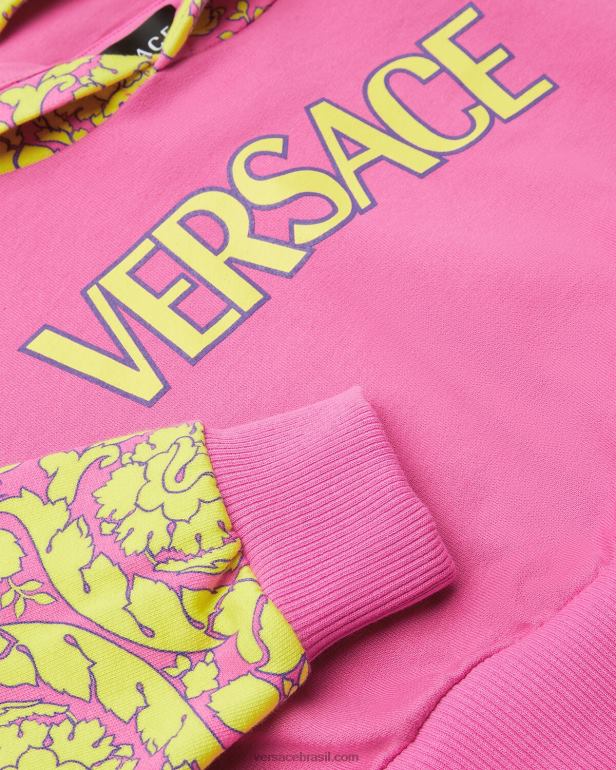 roupas P2TX1930 Versace moletom com silhueta barroco rosa crianças