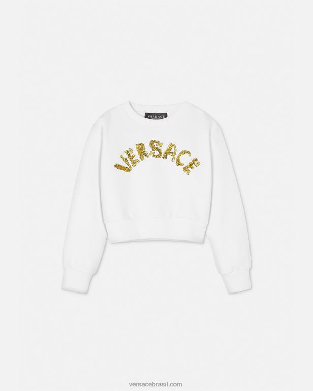 roupas P2TX1935 Versace moletom com logo ouro Branco crianças