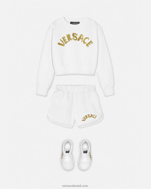 roupas P2TX1935 Versace moletom com logo ouro Branco crianças