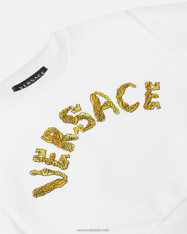 roupas P2TX1935 Versace moletom com logo ouro Branco crianças