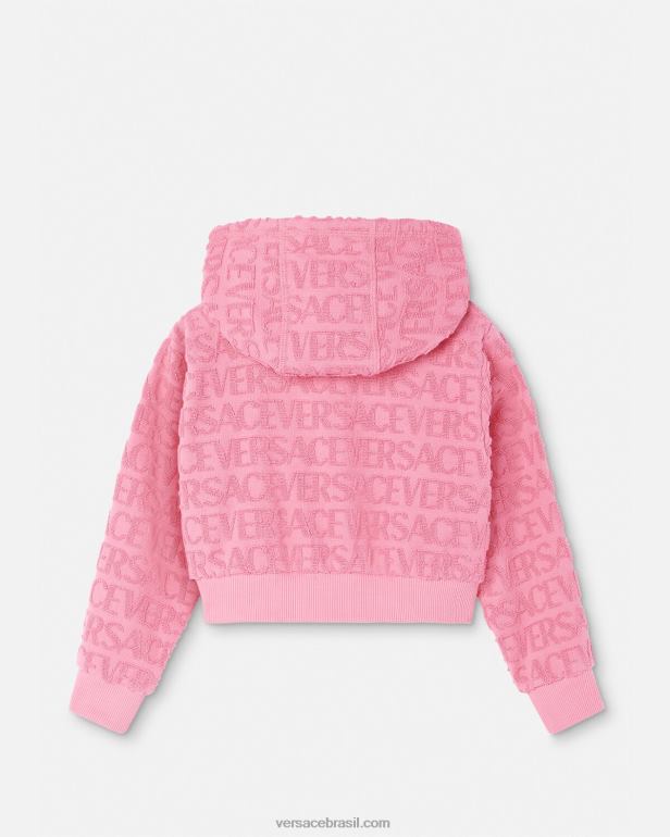 roupas P2TX1948 Versace moletom com capuz de toalha rosa crianças