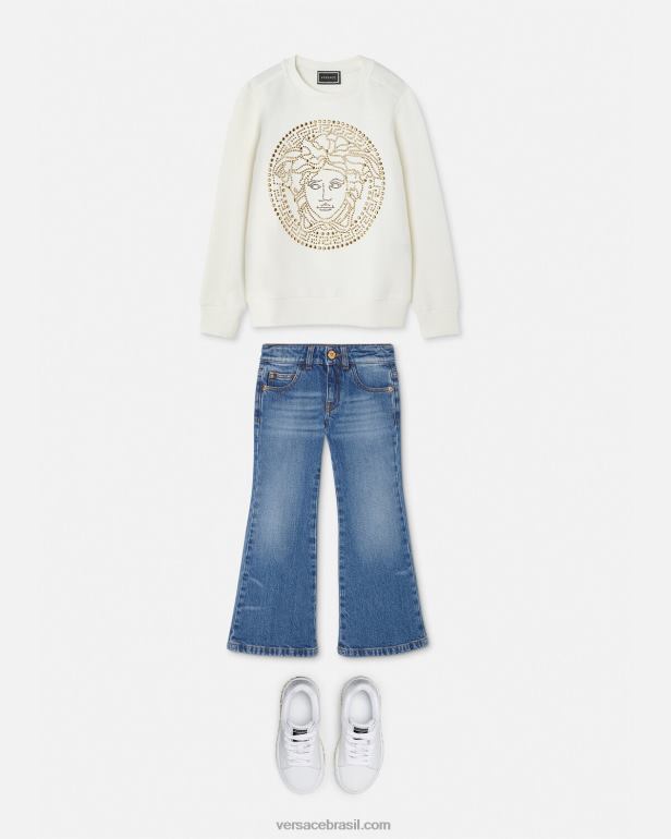 roupas P2TX1962 Versace moletom medusa com tachas branco crianças