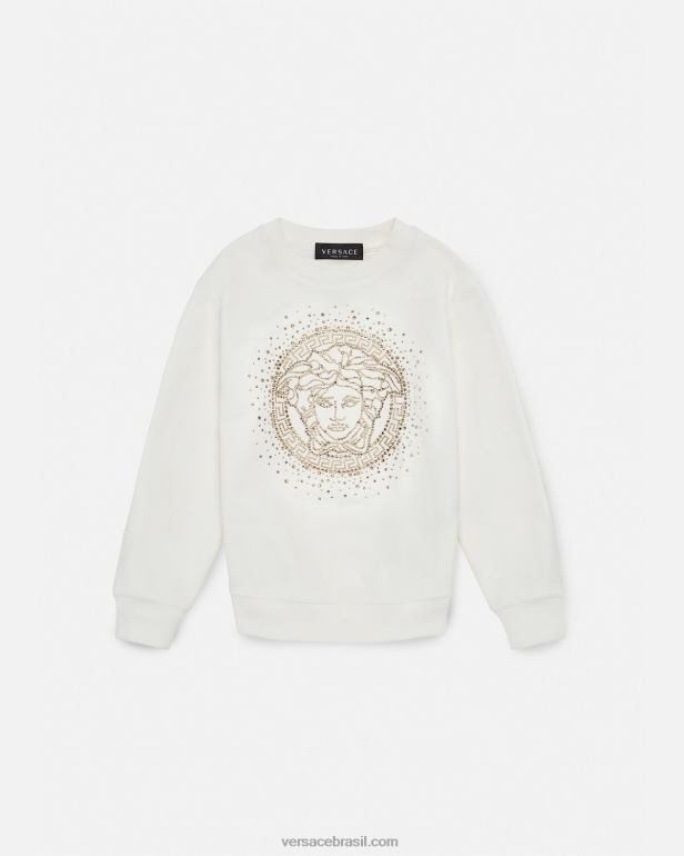 roupas P2TX1963 Versace moletom medusa cristal branco crianças