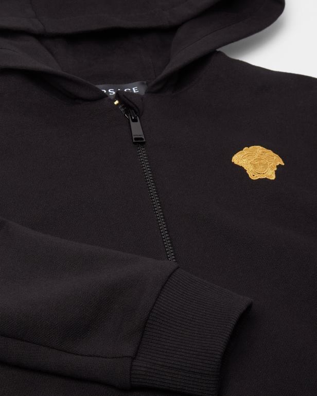 roupas P2TX1965 Versace moletom com zíper medusa preto crianças