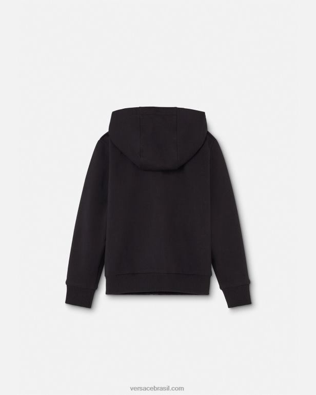 roupas P2TX1965 Versace moletom com zíper medusa preto crianças