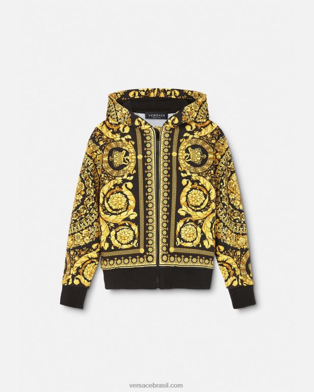 roupas P2TX1982 Versace moletom com capuz barroco imprimir crianças