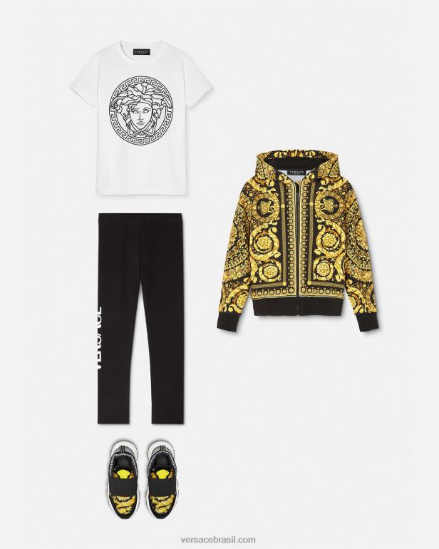 roupas P2TX1982 Versace moletom com capuz barroco imprimir crianças