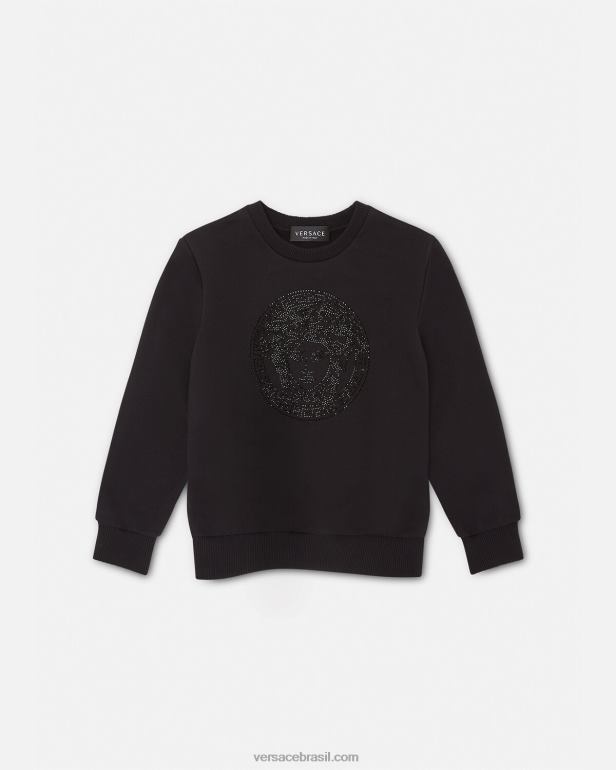 roupas P2TX1998 Versace moletom medusa cristal preto crianças