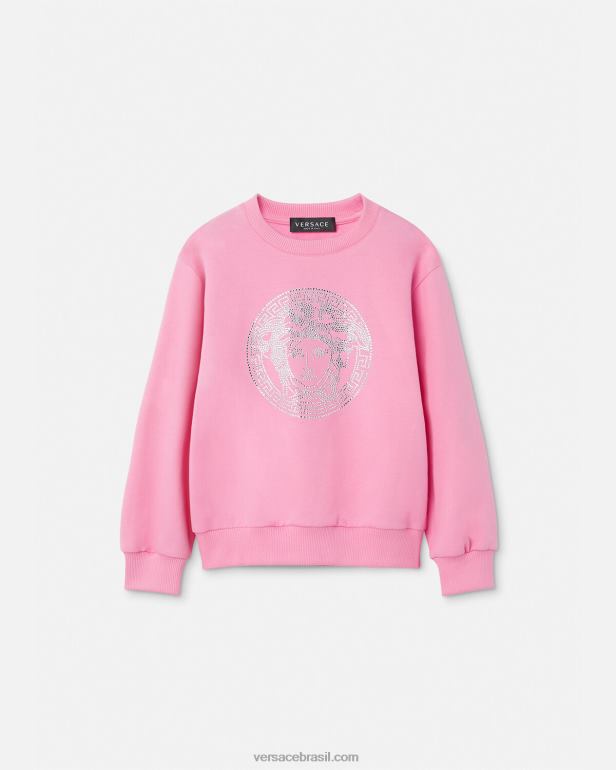 roupas P2TX2001 Versace moletom medusa cristal rosa crianças