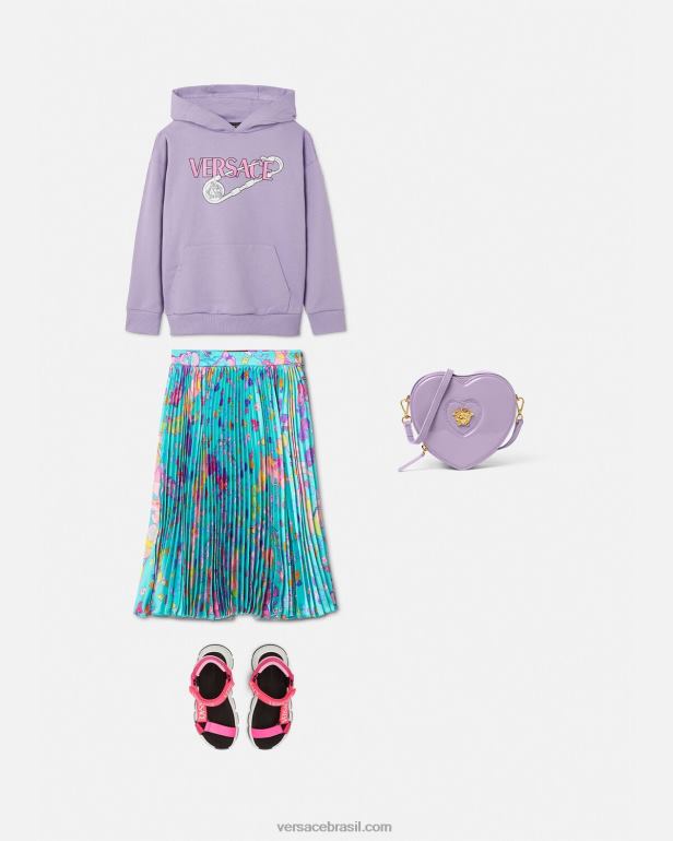 roupas P2TX2009 Versace moletom com alfinete de segurança lilás crianças