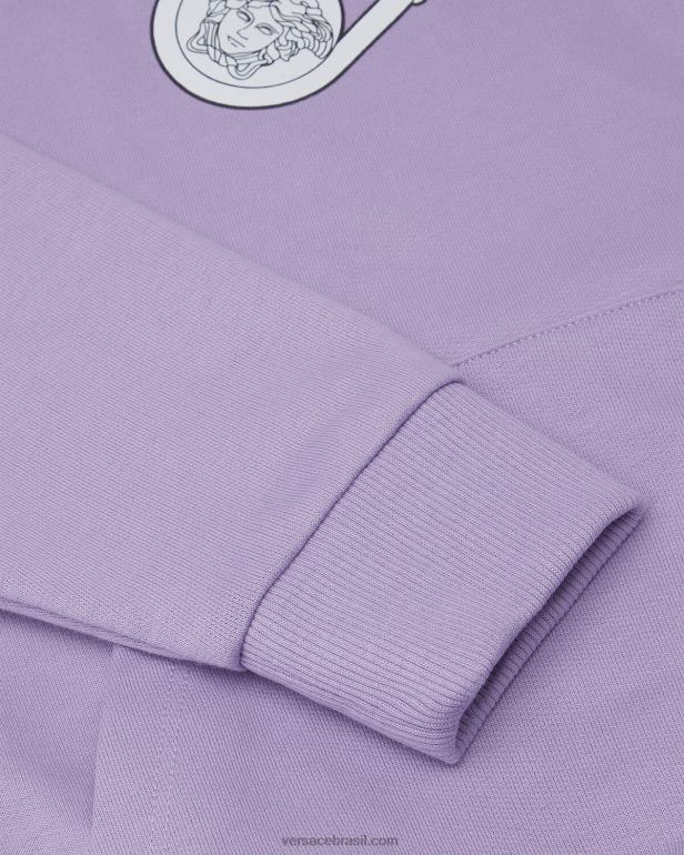roupas P2TX2009 Versace moletom com alfinete de segurança lilás crianças