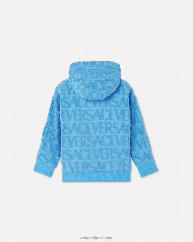 roupas P2TX2088 Versace moletom com capuz de toalha azul claro crianças