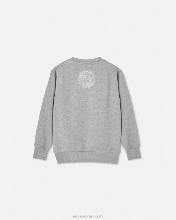 roupas P2TX2095 Versace moletom com logotipo cinza crianças