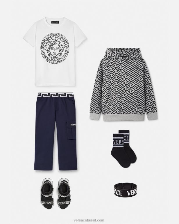 roupas P2TX2118 Versace moletom la greca cinza e estampado crianças