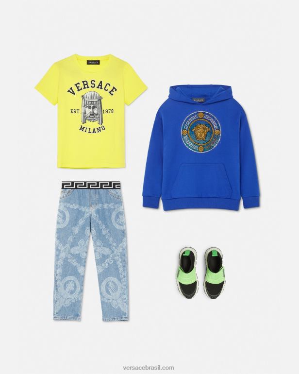 roupas P2TX2129 Versace moletom com capuz medusa de cristal azul real crianças