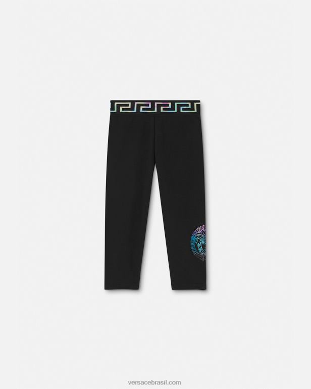 roupas P2TX1851 Versace legging infantil greca medusa preto e estampado crianças