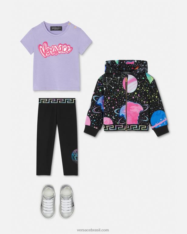 roupas P2TX1851 Versace legging infantil greca medusa preto e estampado crianças