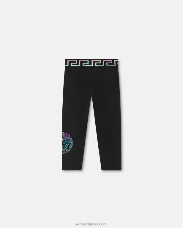 roupas P2TX1851 Versace legging infantil greca medusa preto e estampado crianças